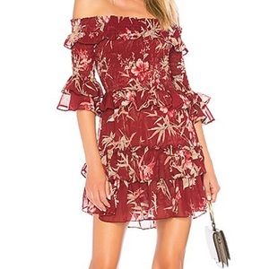 Misa Los Angeles burgundy floral dress, xs